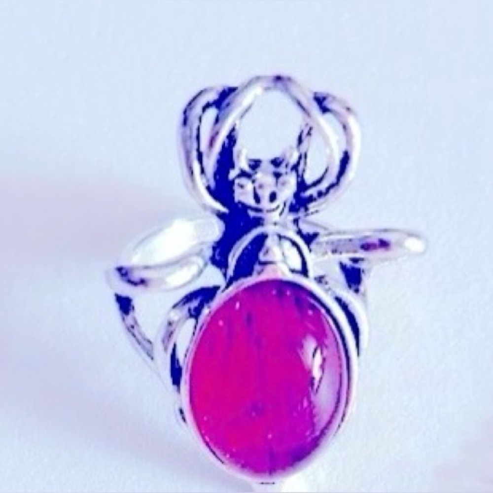 NWOT RING Spider w Red Glass*  body, sz8 Silvertone Metal